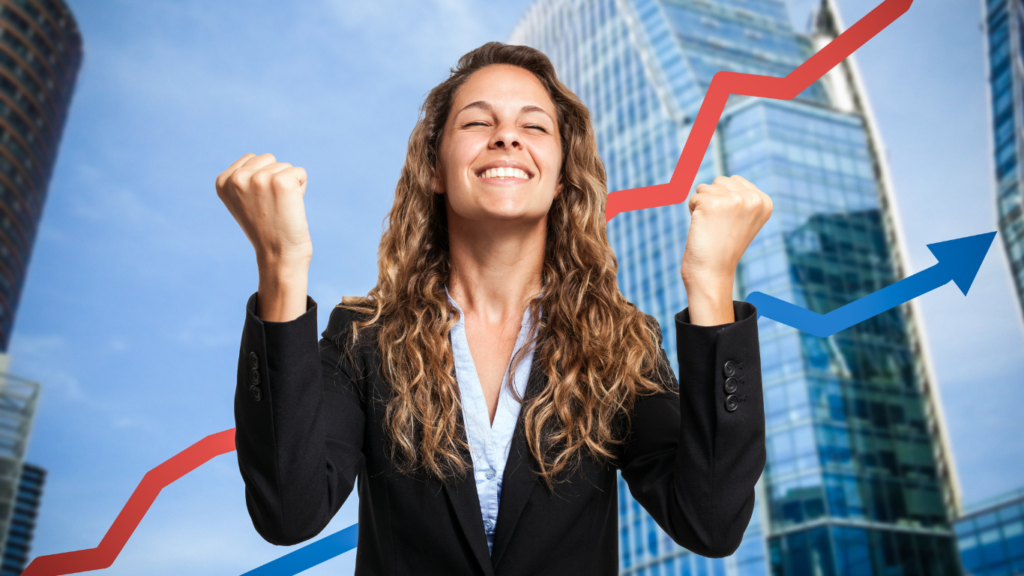 A post showing a woman celebrating her success win